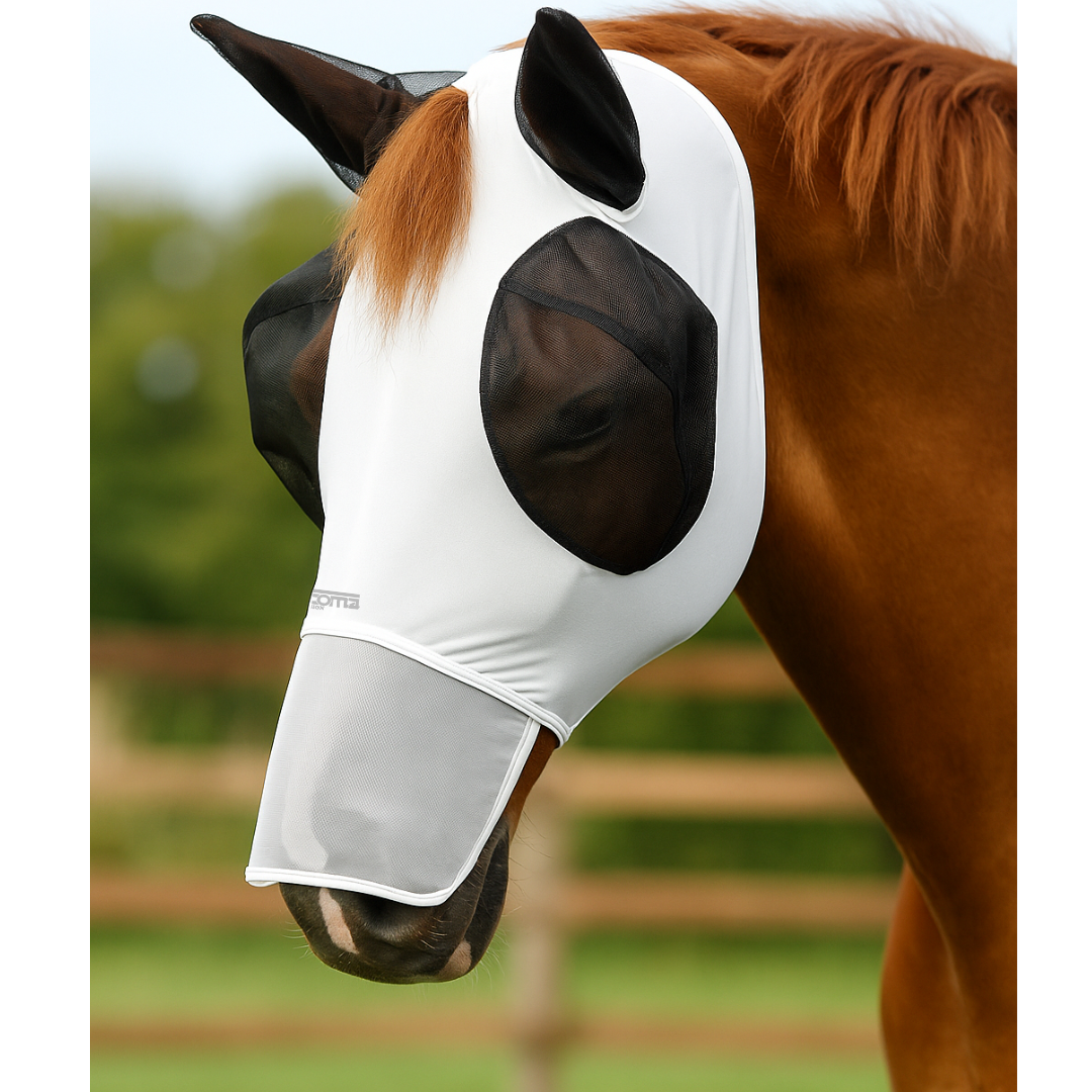 1 Horse Lycra Face Mask – Stretchable Fly & Dust Protection Hood