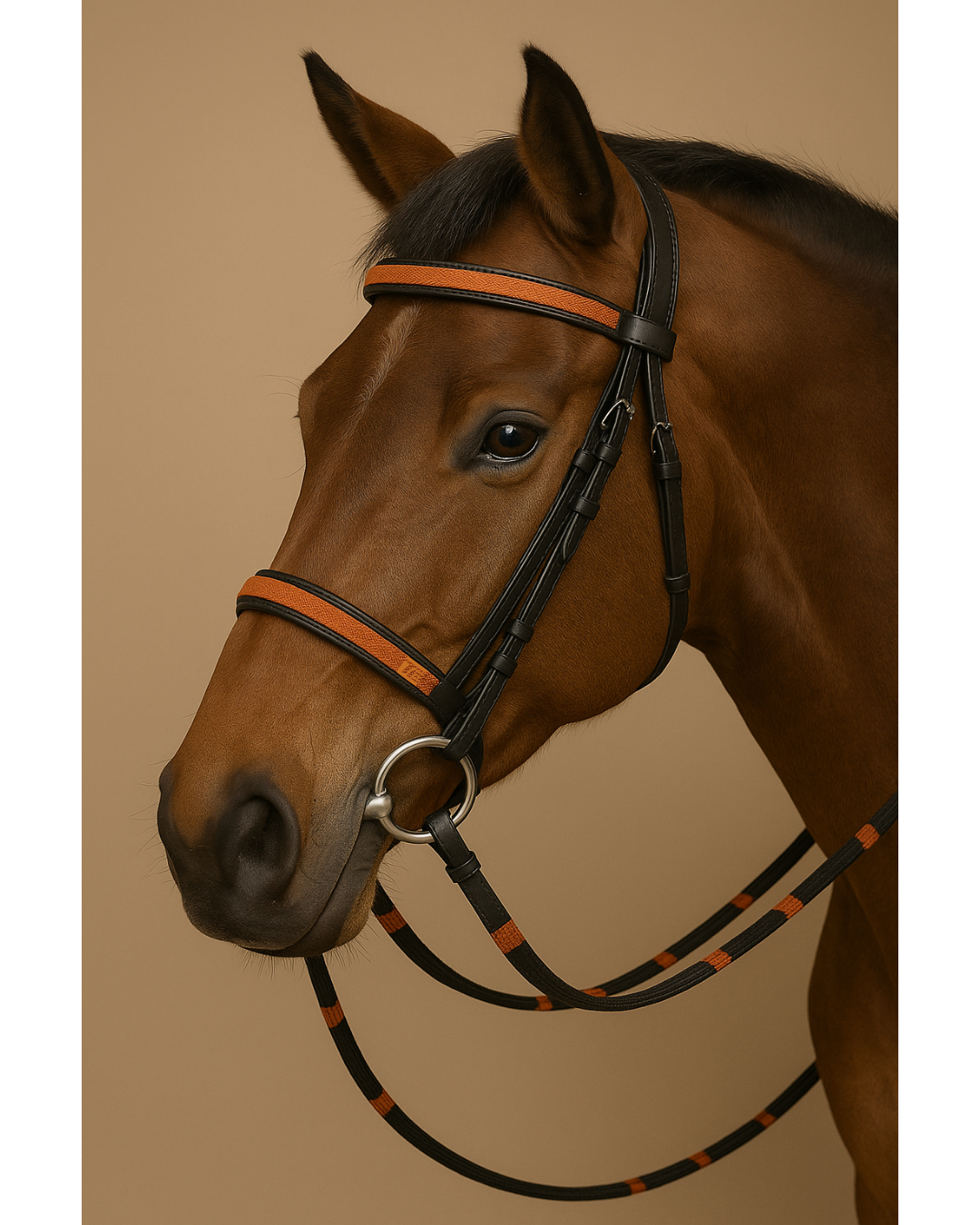 4 Premium Leather Horse Bridle and Webbed Rein Set with Stops